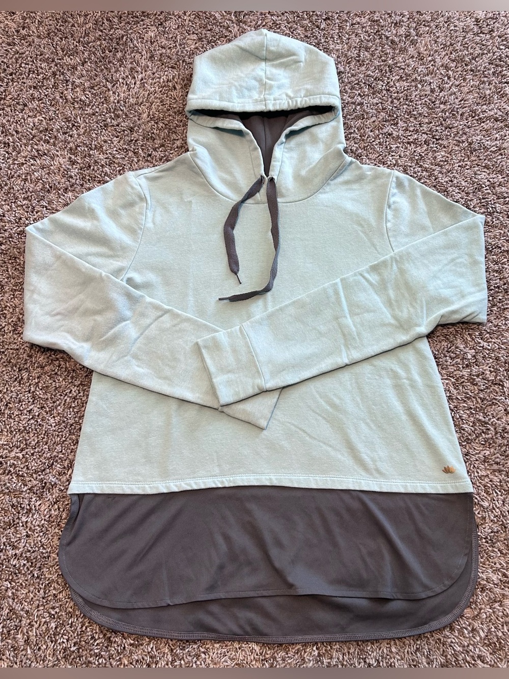 STUDIO BY ENERGY ZONE LAYERED HOODIE Mint Gray MEDIUM M Thumbholes